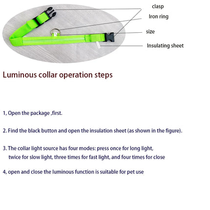 Nylon LED Night Safety Flashing Glow In The Dark Dog Leash Dogs Luminous Fluorescent Pet Dog Collar - product image from BSM