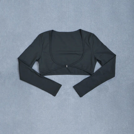 Women's Long Sleeve Yoga Crop Top U-Neck Backless Crossover Fitness Shirt Slim Fit Sexy Workout Gym Sports Top