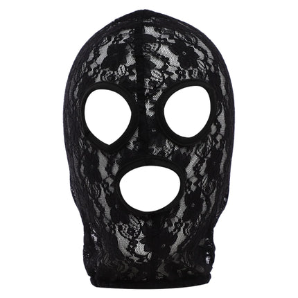 Black Hood Face Covering Lace Mask Women Men Cosplay Halloween Cosplay Identity Concealment Prop Facial Cover-up Masquerade Mask