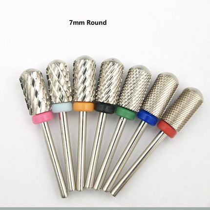 New Silver! Quality 6.6mm Big Round Top barrel Original Tungsten steel Carbide Manicure Nail drill bit File Accessories