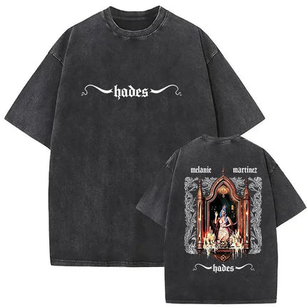 Washed Oversized T-shirt Melanie Martinez Heads Album Men Women Short Sleeve Harajuku Fashion Short Sleeve T-shirt Streetwear