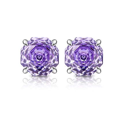 925 Sterling Silver Stylish Octagon Crystal Zircon Millennium Rose Cut Earrings Birthday Anniversary Wedding Party Gift