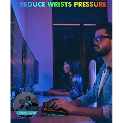 JOMAA 2.4G Wireless Keyboard Mouse Combo RGB Backlit Rechargeable Full-Size Ergonomic Type-c Wireless Keyboard - product imag