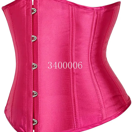 Black Corset Underbust Plus Size Sexy Women With Lacet Bodyshaper Costumes Cincher Ladies Burlesque Corselet Red Green Blue Pink