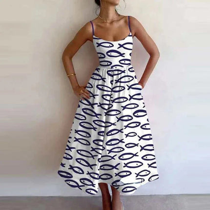 2026 Women's Midi White Vacation Dresses Pink Elegant And Pretty Dress Spaghetti Strap Beach Dress A Line Party Dresses Females