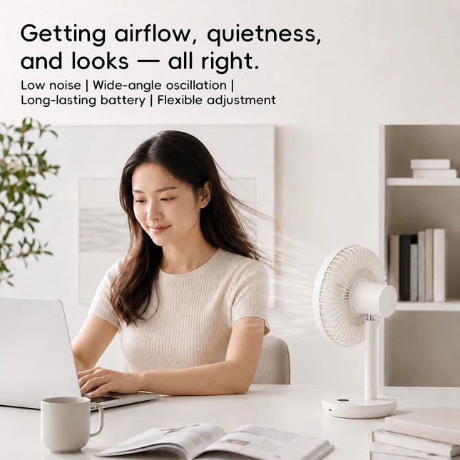 BLDC Oscillating Desktop Fan 4000mAh 5 Wind Speeds Silent Portable Rechargeable Fan with Timing Function - product image 2