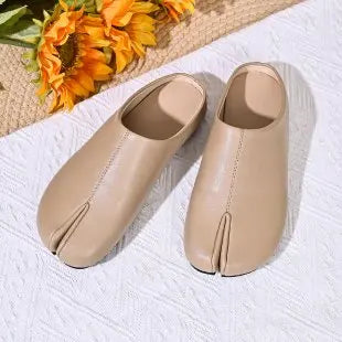 Fashion Soft Leather Split Toe Women Tabi Ballet Flats Spring Autumn Comfortable Walking Lazy Loafers Casual Girls Dance Shoes
