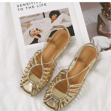 Women Flat Sandals Summer Narrow Band Roman Shoes Casual Plus Size Brand Designer Banquet Beach Gladiator Sandalias Zapato