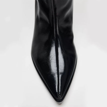 Bla Wide Boot Tube Pointed Toe  Heel High Tube Pants Long Boots Faion Knight Boots Women's New Autumn Winter oes