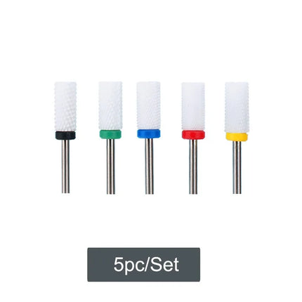 5 PCS Ceramics Nail Drill Bits Conical Tip For Manicure Drill Rotating Polishing Machine Cutter Remove Gel Acrylic Accessories