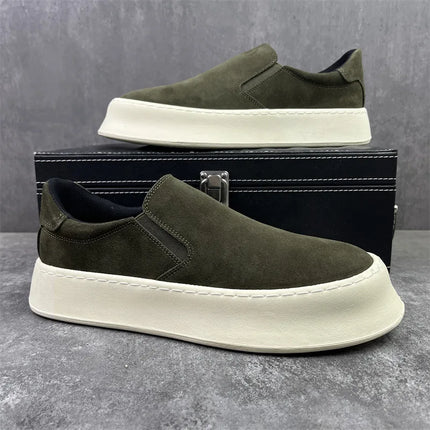 Men's Casual Shoes Spring Autumn Winter Low Top Slip-On Fashion Leather Thick Bottom Heightening Soft Insole Lightweight