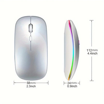 Wireless Mouse 2.4GHz Bluetooth Rechargeable Mouse Quiet Ergonomic Gaming Mouse With USB Backlight 1600DPI Mouse - product im