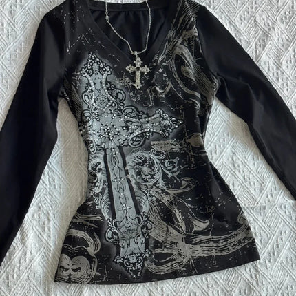 Women Top Y2k Tops 90s Vintage Clothes T Shirt for Women Kawaii Gothic Aesthetic Clothing Graphic Tees Y2k Kitty Emo Kpop Goth