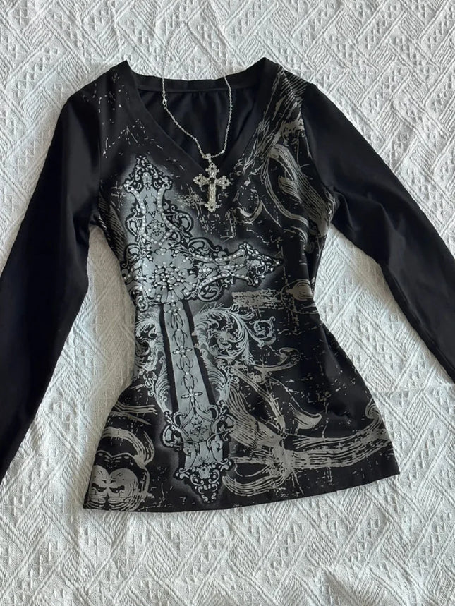 Damen Top Y2K Tops 90er Vintage Kleidung T-Shirt für Damen Kawaii Gothic Ästhetik Kleidung Grafik T-Shirts Y2K Kitty Emo Kpop Goth