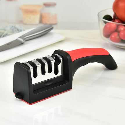 Kitchen 4Segment Knife Sharpener Household Multi-functional Hand-held Three-purpose Black Sharpening Stone - product image fr