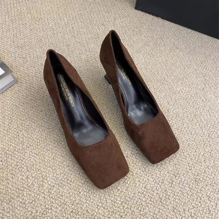Pumps Ladies Shoe Female Square Toe Sandals 2024 Trend Fashion Simplicity Slip-On Footwear Elegant Career Women High Heels Shoes