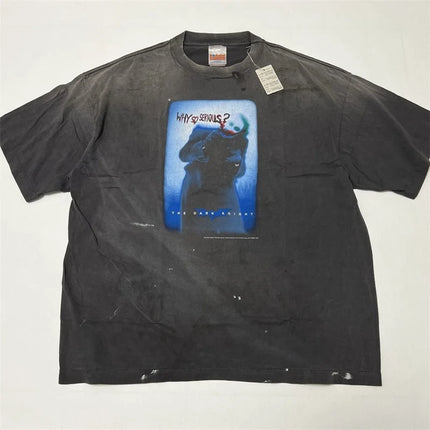 SAINT Mxxxxxx T-Shirts Men Women 1:1 Best Quality Anime Character Print Black Washed Oversized Short Sleeve