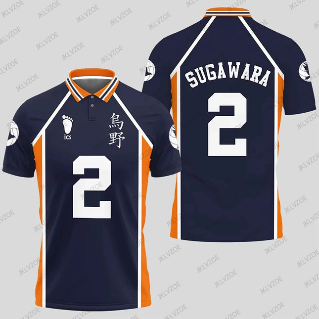 Haikyuu Hinata 10 Cosplay Polo Shirts Summer Shorts Sleeve Men Polos Volleyball Uniform Japan Sports Jerseys Kids Adult Tops