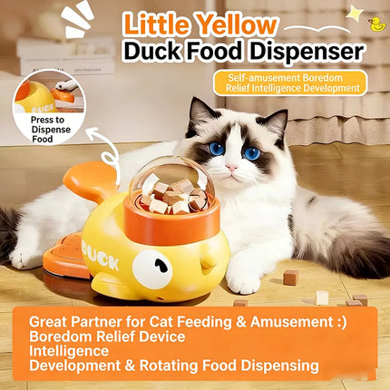 Yellow Duck Pet Feeder Interactive Toy For Cats Dogs Automatic Food Dispenser Training Device Funny Puzzle Slow Feeding Tool