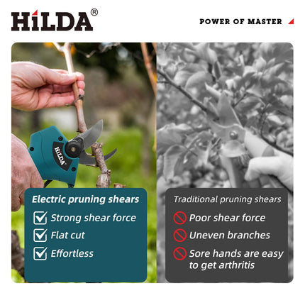 HILDA Brushless Electric Pruning Shears Cordless Fruit Tree Branches Scissors Power Tool For Makita 18V Battery