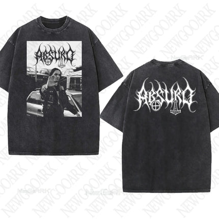 Black Metal Absurd Washed T Shirt Band Gothic Gift Mens Clothing Graphic Vintage Hip Hop T-shirt Streetwear Tees Short Sleeve