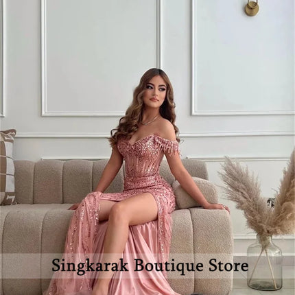 Champagne Beading Evening Dress 2026 Crystals Beading Prom Party Wedding Party Gowns With Detachable Train Vestidos Customized