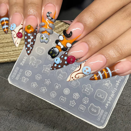 3D Buttons Nail Art Mold Silicone Cute Nail Charms Tool Women DIY Manicure Multi Shapes Button Small Model Resin Buckle Supplies