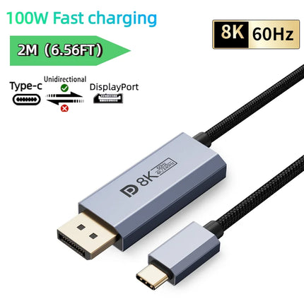 16K USB C To Displayport 2.1 Extension Cable HDR 8K@120Hz 4K@240Hz Type C To DP Forthunderbolt 3/4/5 Macbook Pro Ipad PC TV