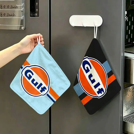 G-Gulf Racing Car Logo Household Hanging Towel, Polyester Cotton Hand Wiping Towel, Sturdy For Bathroom Bedroom