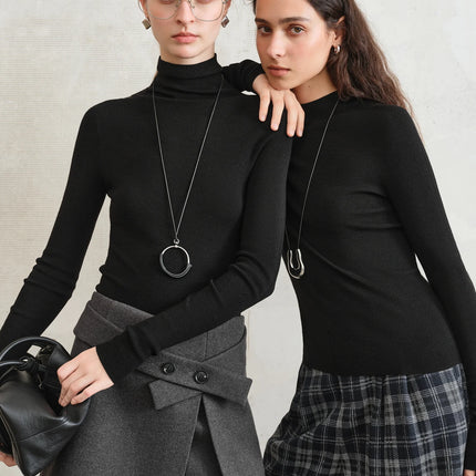 Premium Series German Biella Wool Autumn Super Fine Washable Seamless One-Piece Mock Neck Thermal Base Layer