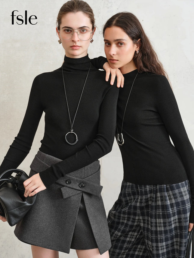Premium Series German Biella Wool Autumn Super Fine Washable Seamless One-Piece Mock Neck Thermal Base Layer