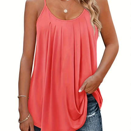 Women Summer Vest Tank Sleeveless Strap Tops Folded Fine Shoulder Straps Camis Loose and Casual Tank Top