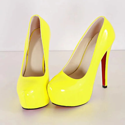 Big Size 35-45 Sexy Platform Female Party Pumps Stiletto Wedding Fashion Patent Leather High Heels Shoes for Women 2025 Shallow