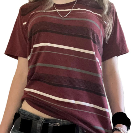 2026 summer Womens Short Sleeve American stripes Print T-Shirt Girl Round Neck Tee Outdoor Sports Adult Women's T-Shirt