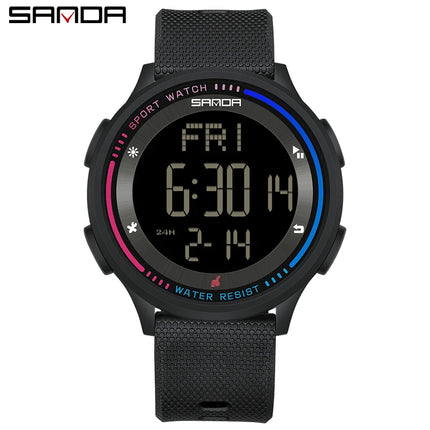 SANDA Fashion Digital Movement Teenager Students Hand Clock Trendy Outdoor Sports Water Resistant Mode Wrist Stop Children Watch