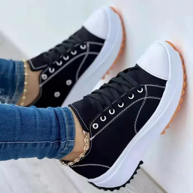 Women's Graphic Canvas Sneakers Women's Casual Shoes 2026 Autumn New Women's Sneakers Flat Lace Up Zapatos Mujer Chaussure Femme