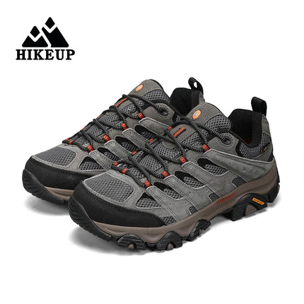 HIKEUP Hiking Shoes Men Designer Climbing Trekking Sneakers for Men Leather Outdoor Sports Work Man Shoes Run Shoes