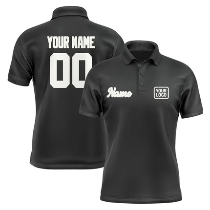 Personalized DIY Black Polo Shirts Customized Name Team Name Logo Number Team Uniforms Loose Darts Bowling Billiards Golf Tops