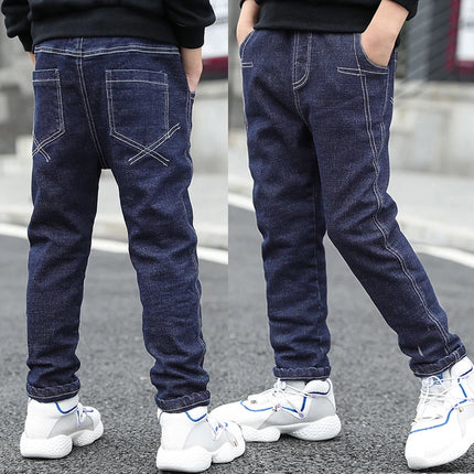 IENENS 5-13Y Boys Slim Straight Jeans Children Denim Long Pants Spring Autumn Wear Kids Casual Trousers