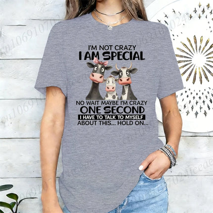 I'm Not Crazy I'm Special Graphic T Shirt for Women Vintage Clothing Hip Hop Streetwear Short Sleeve O Neck Casual T-Shirt Tops