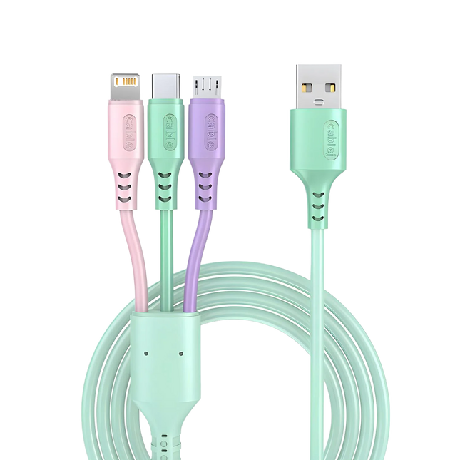 3 in1 Charging Cable Multi Usb Port Multiple Usb Charging Cord Type C Micro Charger Mobile Phone Wire For iPhone 14 13 12 Xiaomi