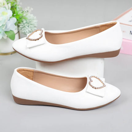 Spring autumn Office Patent Leather Woman Flats Shoes Ballets Metal Buckle Bow Lady Fall Girl Ballerina Dress Pointed Toe Slip