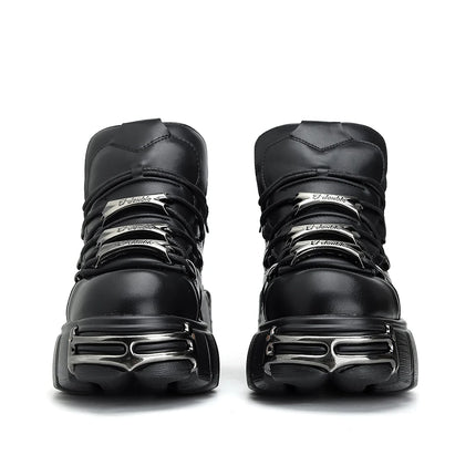 2026 New Brand Punk Style Women Shoes Lace-up heel height 6CM Platform Shoes Woman Rock Boots Metal Decor Woman Sneakers