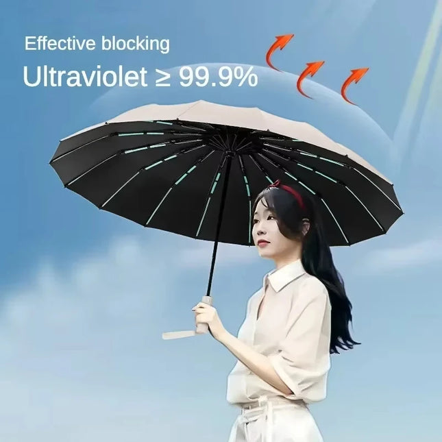 60Bones Super Windproof Umbrella All Weather Umbrellas Large Size Men Automatic Business Umbrella UV Protection Women Sunshade
