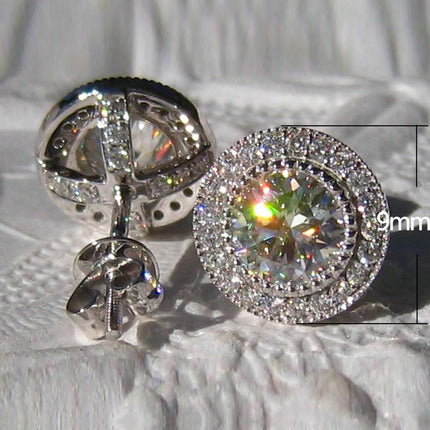1pair Bridal Korean Style Earrings With Sparkling Round Stone & Full Drill Design, Elegant & Delicate Casual. Valentine's Day Accessories