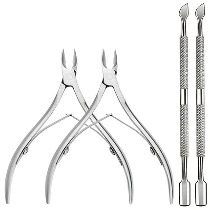 1/2/4/6pcs Professional Stainless Steel Nail Cutter Scissor Nippers Multifunctional Cuticle Pusher,Ergonomic Design for Manicure