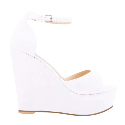 Women Sandals 14cm Sexy Peep Toe Ankle Strap Platform Wedge High Heels Sandal Party Red Wedding Dress Ladies Shoes Large Size