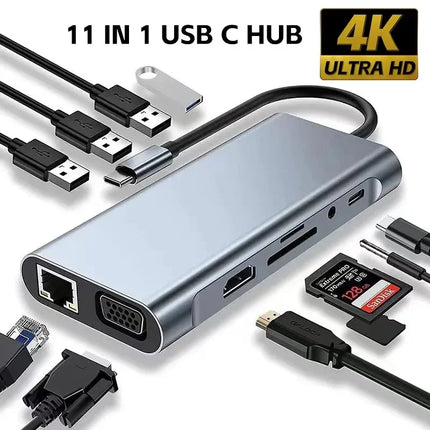 USB-C Hub 8In1 7in2 7in1 USB-C 3.1 To 4K HDMI Adapter with RJ45 SD/TF Card Reader PD Fast Charge for MacBook - product image
