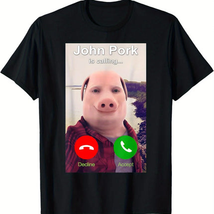 John Pork Is Calling Shirt Funny John Pork Meme Women T-Shirt Fashion Statement Shirt Playful  Humorous Design for Casual Attire