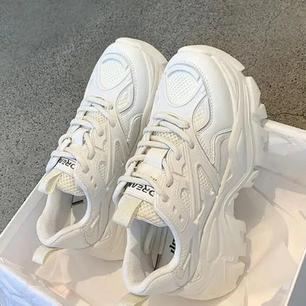 Women New Fashion Platform Sport Shoes Women 2024 New Summer Black Casual Chunky Sneakers Women Mesh Leather Platform Shoes